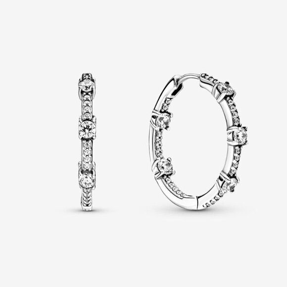 Pandora Sparkling Hoop Earrings - Picture 1 of 5